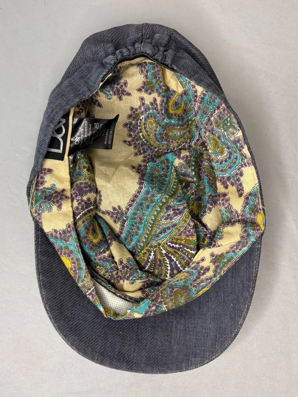 Vintage Grey Military Cap with Button Detail